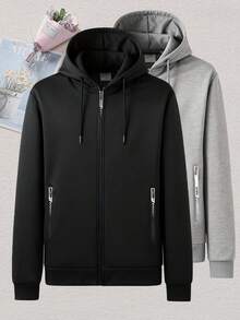 女士印花连帽拉链卫衣外套 | 休闲服饰，适合运动、户外活动、节日庆典和休闲场合，四季皆宜 - 黑色 - 查看 7