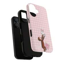 Pink Curious Monkey & Bunny  Case – Cute Aesthetic Love Design Phone Cover For  15 14 13 12 11 Pro Max Plus SE - 1 - View 4