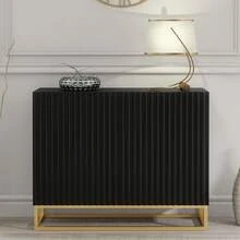 Creative Furniture Ripple Sideboard 100cm - Modern Fluted Design With Push To Open Doors - Black - View 11
