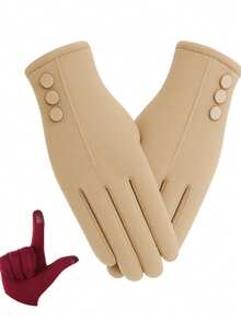 Stylish Soft Touch Unisex Thermal Cold Weather Gloves - Yellow - View 6
