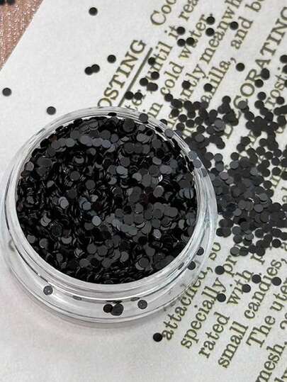 1pc Super Mini Polka Dot Nail Glitter, Minimalist Black Laser Powder, Fine Glitter, Flowy Linen Color, Fine Glitter Nail Art Materials, Nail Art Supplies, Nail Art Decorations, Nail Gems Nails