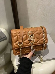 Túi đeo vai dạng gập màu trơn thời trang mới, thiết kế vuông chéo với họa tiết lõm nhỏ bằng kim loại, phù hợp cho nữ giới trẻ, sinh viên, người mới vào nghề và nhân viên văn phòng. Rất thích hợp cho văn phòng, trường đại học, công việc, kinh doanh, đi làm, hoạt động ngoài trời, du lịch và dã ngoại. - màu nâu - Xem 6