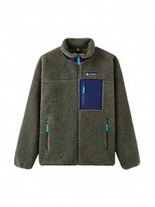 CAMEL CROWN 休闲保暖抓绒外套，加厚情侣秋冬抓绒外套 - 深綠 - 查看 6