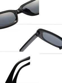 1 st fyrkantiga små bågar för kvinnor svarta festdekorationsglasögon, retro klassiska enkla modeglasögon - svart grå - Visa 5