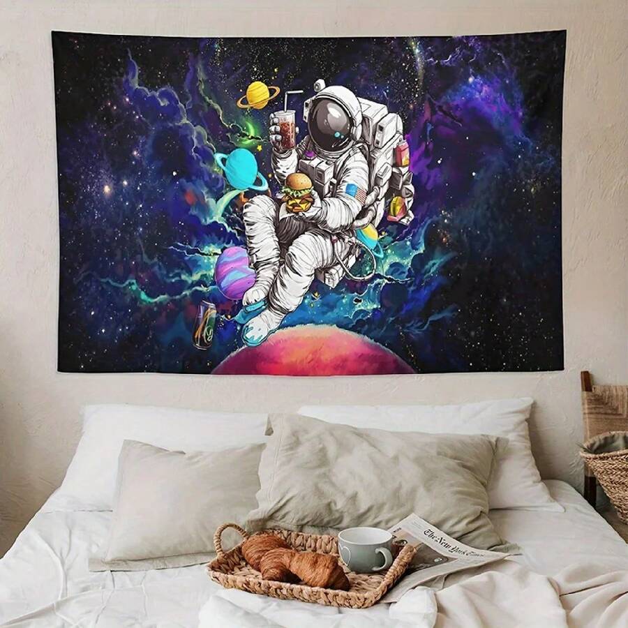 Cosmic Astronaut , Fun Space Food Wall Art For Bedroom Or Living Room, Large Decorative Hanging, Add Galactic Charm - 彩色 - 查看 1
