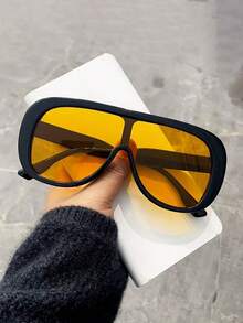1 par de gafas de moda con montura grande y ojo de sapo en estilo retro, gafas de moda versátiles para mujer adecuadas para viajes, vacaciones, uso diario y accesorios de playa - Multicolor - Ver 11