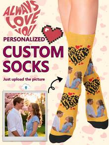 1 Pair Of Customized Socks,Custom Face Socks, Custom Photo Sock, Custom Printed Socks, Personalized Funny Face Socks, Custom Picture Socks,Love, Squares,Pizza, Donuts,Put Any Face On The Socks, Anniversary Gift, Valentine Gift, Birthday Gift, Wedding Gift, Mother's Day Gift, Father's Day Gift, Best Friend Gift, Gift For Mom/Dad