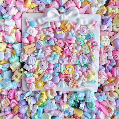 10/30/50pcs Cute Resin Flat Back Embellishments - Small Cartoon, Food, Bow, Animal, Mixed Resin Accessories Mini Size Nail Art Decoration, DIY Craft, Scrapbooking, Fun Decor Style, Delicate Ornament - Random Assorted