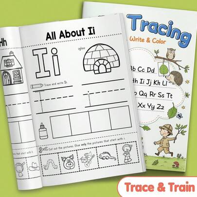 Alphabet Letter Exploration Learning Notebook For Kids – Uppercase & Lowercase Trace‑And‑Build Practice Journal | Cut‑And‑Paste Picture Matching, Guided Letter Writing And One‑Page Tasks To Build Attention, Perseverance, Fine Motor Skills And Early Phonics Awareness For Preschool & Kindergarten