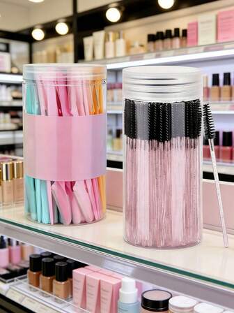 Svart borsthuvud för 50 ögon + 20-delars rakapparatset för kvinnor, ögonskuggsstift med behållare, engångsögonbrynsborste för armbågar, ögonfransborste, ögonbrynsborste, ricinoljeborste (kristallpuder), ögonbrynsborste, ögonskuggsborste, spiralborste, spiralpenna - inklusive förvaringslåda, ögonbrynstrimmer för ansiktet, säkerhetsblad, som kan användas för hårborttagning och rakning. Utrustad med ett skyddande lock