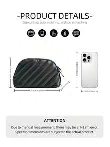 Yves Saint Laurent Esencial elegante de Navidad - Bolso de embrague negro multiusos para mujer, versátil para maquillaje, transporte, compras, regalo de moda para las fiestas - Negro - Ver 5