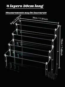 1pc Transparent Acrylic Tiered Display Stand, Versatile Desktop Acrylic Organizer For Figurines, Perfumes, Cosmetics, Accessories.Tabletop Transparent Acrylic Hand-Made Doll Perfume Cosmetics Cake Accessories Multi-Purpose Storage Rack.. - Clear - View 8