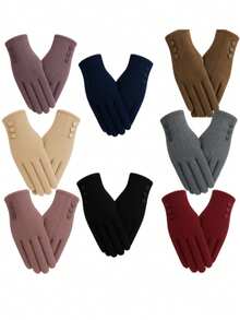 Stylish Soft Touch Unisex Thermal Cold Weather Gloves - Yellow - View 3
