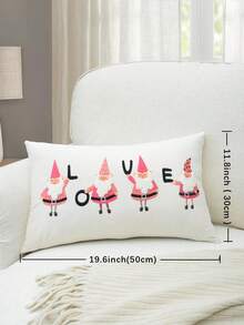 1pc Valentine's Day Gnome Embroidered Cushion Cover, Suitable For Indoor Decoration, Valentine's Day Love Decorative Pillow Cover, Pillow Insert Not Included - Multicolor - View 3