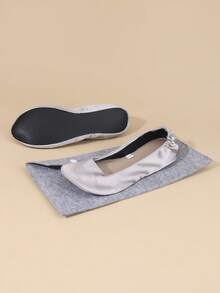 Women's Lightweight, Barefoot-Feel Black Versatile Ballet Flats For Wedding, Party, Dancing, Foldable Slip-On Flat Sandals - Grey - View 3