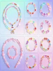 32-Slot Children's Beading DIY Kit, Girls Handmade Intelligent Toy, Bracelet Necklace Making Set, Holiday Gift Creative Jewelry, Parent-Child Handcraft Interactive / Hobby Maker Fun Creation Set, Birthday Gift - Multicolor - View 3