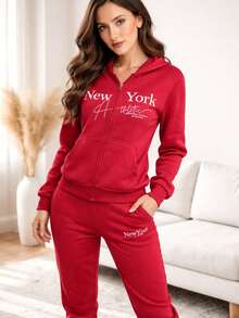 Nes Sport Ladies Set With New York Design - Red - View 3