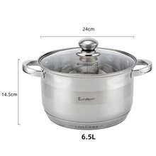 Panela de aço inoxidável para sopa, com diâmetro de 14 cm a 32 cm, ideal para uso doméstico. Adequada para fogões de indução e a gás. Multifuncional para cozinhar sopas, macarrão, mingau e ensopados. Possui alças duplas, é fácil de limpar e tem tamanhos que variam de 14 cm a 32 cm. - prata - Ver 12