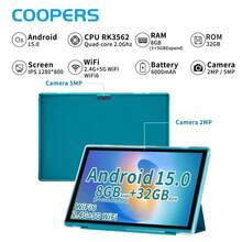 Coopers 10.1 Inch Android 15 Tablet With Protective Case, WiFi Tablet, RK3326S Quad-Core 1.6GHz/3GB RAM 32GB ROM/2.4G+5G WiFi+WiFi 6/BT 5.2/FHD IPS Touchscreen/2MP+5MP Dual Camera/6000mAh/Support 1TB SD Expansion/Support Widevine L1 (Adapter Not Included) - Green - View 11