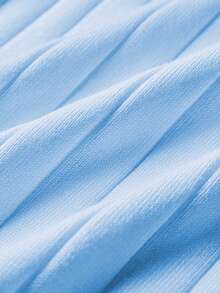 GRDR Suéter de punto de cuello redondo de manga corta acanalado para hombre de verano - Celeste - Ver 7