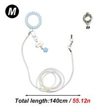 Conjunto de 1 guia de voo super elástica para papagaio com pulseira e pingente de desenho animado fofo, adequada para calopsitas, cacatuas, periquitos e outras aves de exterior, corda retrátil para caminhada de pássaros, sem argola para os pés, adequada para treinamento e soltura de pássaros em todas as estações do ano. - Multicolorido - Ver 25