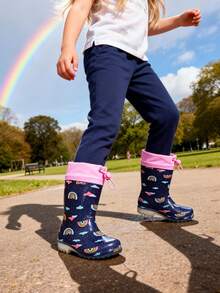 Girls Rainbow Drawstring Rain Boots, Waterproof Lightweight Boots For Rainy Day Play - Nhiều màu - Xem 6