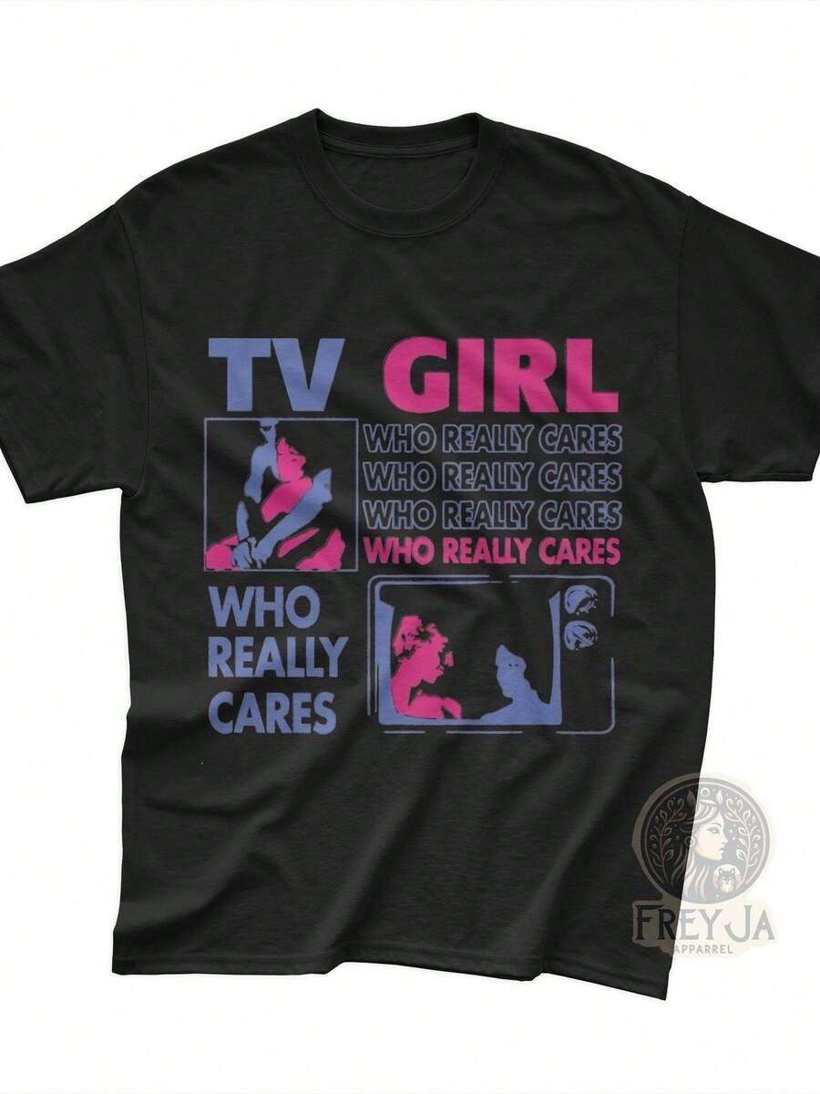 TV Girl Exclusive T-Shirt - Unisex Indie Music Merch - Music Band Apparel Gift - Who Really Cares Album Tee - 黑色 - 查看 1