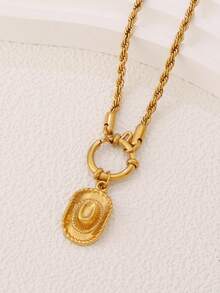 1 buc oțel inoxidabil Western Cowboy Hat pandantiv coliere pentru femei moda simplu 18K aur placat cu lanț colier bijuterii - Colier Stil 2 - Vizualizare 4