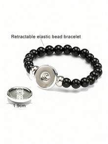 suteyi Pulsera de cuentas de vidrio negras personalizadas, se pueden personalizar con fotos familiares, fotos de mascotas, etc. Adecuado como regalo y uso diario de moda, para la familia, regalos para mujeres - Negro - Ver 5