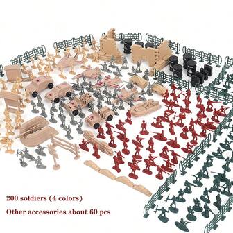 战争玩具迷你士兵模型军事车辆坦克飞机沙袋堡垒战斗场景套装，圣诞礼物，生日礼物