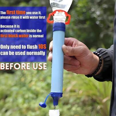1pc Emergency Survival Water Straw And Portable Filter System - Lightweight Reusable ABS Structure, Fast Filtration, Compact & Lightweight Design, Suitable For Camping, Hiking, Travel, Hunting, Fishing, Outdoor Adventure, Emergency Situations, Outdoor Survival Tool, Essential For Outdoor Enthusiasts, Emergency Water Filter, Survival Portable Filtration Equipment, Drinking Water Supply