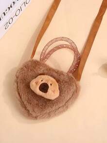 1 Cute And Playful Capybara Brown Teddy Bear Plush Crossbody Bag, Can Be Carried By Hand Or Carried Diagonally - Brown - View 4