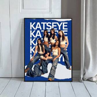 1 张 Katseye 乐队照片海报 哑光竖版音乐海报 韩流偶像 韩流风格海报 Katseye 粉丝周边海报 帆布画 墙面艺术 房间家居装饰 无框