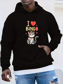 Sudadera con capucha oversize para hombres con estampado de gato "Amo a cien gatos" - Sudadera casual gris con un diseño de dibujos animados divertido, mangas largas, tela no elástica, corte holgado, sudadera con capucha de gato, talla grande. - Blanco - Ver 11