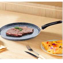 Frying Pan Set – 4 Piece Non-Stick Cookware (20/24/28 cm Frying Pans + 24 cm Pancake Pan) Aluminum with marble non-stick coating – Durable, Easy Clean for Eggs, Crepes, Stir-Fries - Gas ceramic, and induction, and induction - 黑色 - 查看 4