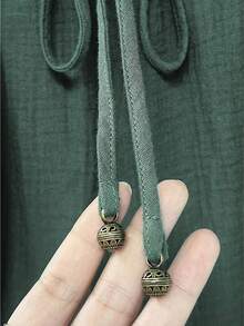 Quần ống rộng dáng retro phong cách rừng xanh đa năng dành cho nữ cỡ lớn, có dây rút và chuông trang trí thời trang, phù hợp cho các hoạt động thể thao ngoài trời, kỳ nghỉ, đi biển và mặc thường ngày. - Màu xanh Bạc hà - Xem 9