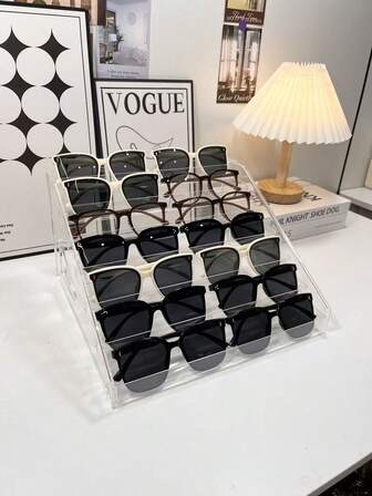 1pc Transparent Acrylic Fashion Eyeglasses Storage Rack, Clear Eyewear Display Box, Glasses Collection Case Stand, Accessory Rack | Eyeglasses Display Solution | Transparent Crystal Rack | Transparent Design