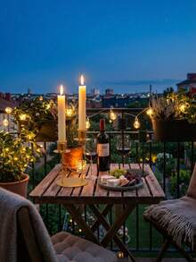 1件套现代餐桌装饰烛台，创意浪漫烛台，适用于婚礼派对家居装饰，烛光晚餐装饰，带有星星、月亮、灯笼图案 - 彩色 - 查看 8