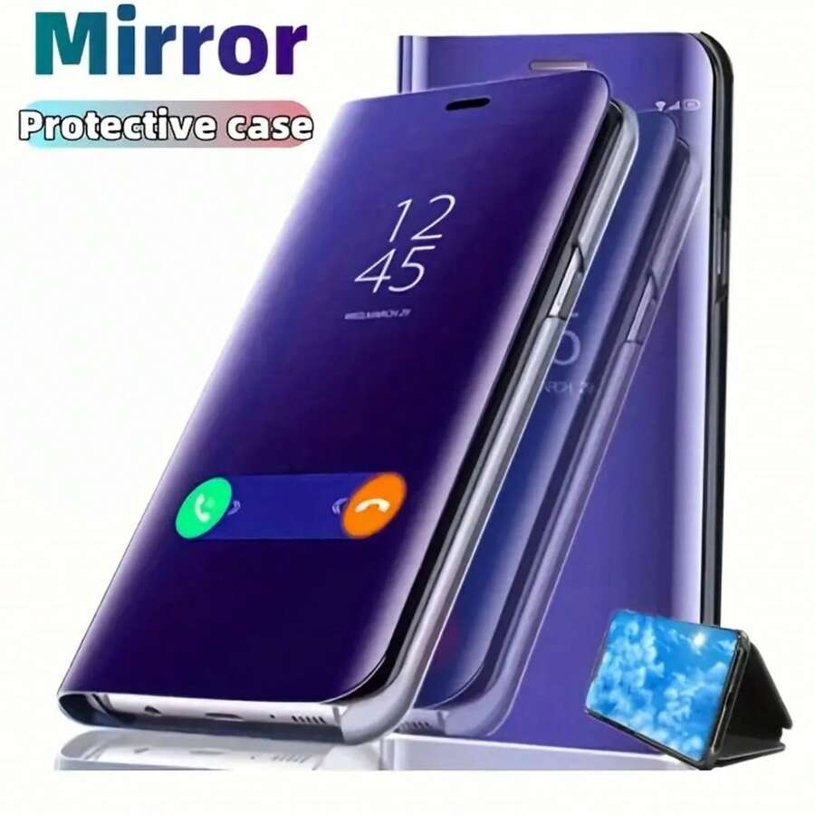 Hadaasi 1pc Purple Smart Mirror Kickstand Faux Leather Flip Phone Case Compatible With Samsung Galaxy S26 Ultra/S26 Plus/S26/S25 Ultra, S25 Plus, S25, S25 Edge, S25 FE, S24 Ultra, S24 Plus, S24 FE, S24, S23 Ultra, S23 Plus, S23 FE, A56/A36/A26/A17/A07 And Honor 400/400 Pro/400 Lite And 17e/17 Pro/17 Pro Max/Compatible With IPhone Air/17 And