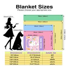 Sanrio 1pc Hello Kitty Themed Flannel Blanket, Customizable Name, Pink & White Striped Base With Purple Border & Decor, Cute & Fun Style - Suitable For All Seasons, Soft, Lightweight, Warm, Suitable For Sofa, Bed, Outdoor - Perfect Birthday And Holiday Gift For Family And Friends - Multicolor - View 6