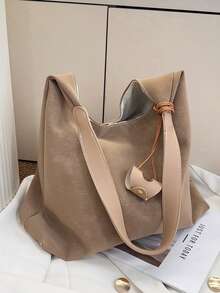 Fashionable Large Capacity Shoulder Tote Bag For Women, Design - Khaki - View 9