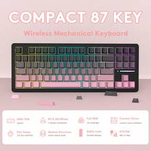 Teclado mecánico inalámbrico para juegos ATTACK SHARK M87 PRO, con interruptores lineales intercambiables, RGB personalizado, y teclas PBT con impresión lateral - Rosa - Ver 9