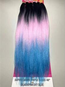 Caribbean Jumbo Colored Hair For Caribbean Box Braids Janet Super Jumbo Color Unicorn Braid - Black Pink Sky Blue - View 2