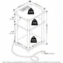 Coffee TablesFurinno Just 3 Niveles Turn-N-Tube USB y Tipo-C Mesa Auxiliar de Puerto de Carga con Almacenamiento Abierto 11.42 Pulgadas de Ancho x 8.82 Pulgadas de Alto x 6.77 Pulgadas de Profundidad Pino - ÁmbarPinoNegro - Ver 3