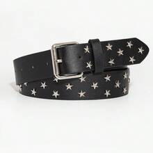 1pc Men's Black Y2K Punk Rivet Star Buckle Casual Jeans Belt, Versatile Accessory For Daily Wear - Black - View 5