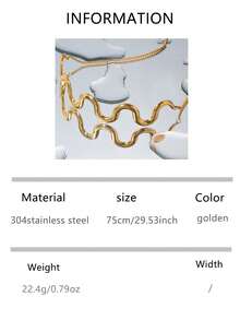 1 pieza Joyería personalizada de acero inoxidable de alta gama, collar ajustable con onda chapado en oro de 18K para mujeres - Dorado - Ver 8