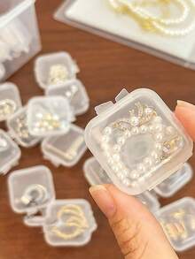 Transparent Jewelry Box, Mini Transparent Jewelry Storage Box Multi-Functional Portable Storage Box Jewelry Stand Jewelry Storage Box Jewelry Storage Bag Jewelry Accessories Suitable For Rings, Earrings, Necklaces, Bracelets Birthday Gifts Teacher Gifts Mother's Day Gifts Suitable For Women, Girls - White - View 6
