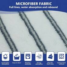 Flat Mop Head Replacements Microfiber Mopping Pads Refills 1-Pack Spin Mop Pads + 1 Plastic Pad And1 Scrape For Floor Wall And Ceiling Cleaning - Fits EasyWring And RinseClean Systems - 1Pad1Base1Scrape - View 7