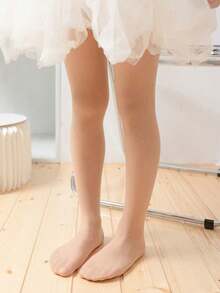 1條女童透氣膚色絲襪，採用肌膚友好網眼設計，適合日常穿著 - 米色 - 查看 4