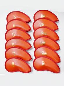 12pcs/Set Premium Embossed Gold Foil Golf Club Head Covers, Durable & Lightweight, Printed Numbers, Suitable For Men & Women, Fits All Iron Clubs - Multicolor - View 9